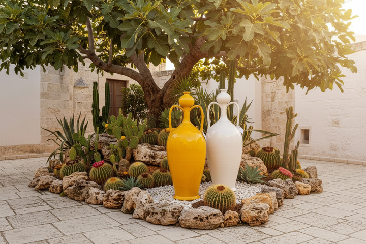 Anfore cortile con chianche pugliesi