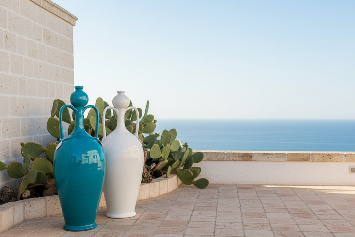 Anfore terrazza con fichi d'India