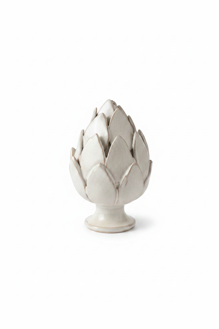 Carciofo ceramica bianco - sfondo bianco