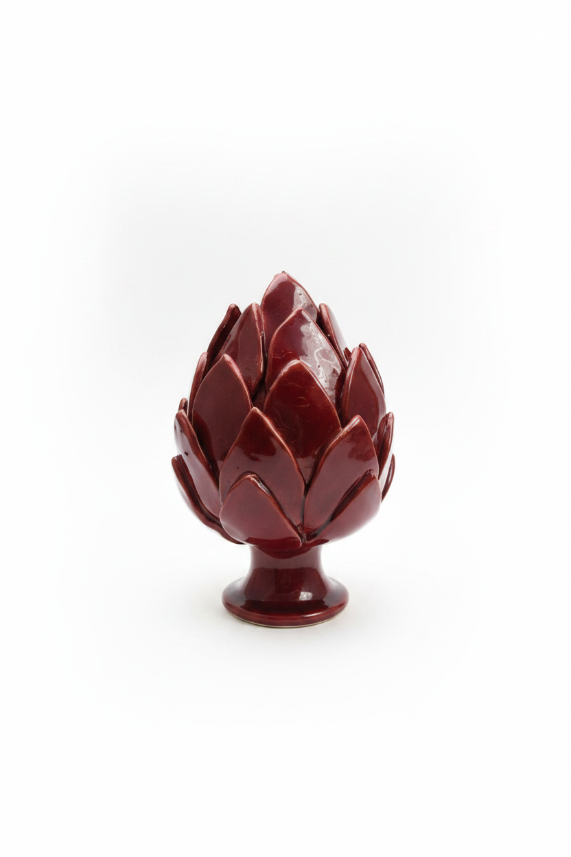 Carciofo ceramica bordeaux - sfondo bianco