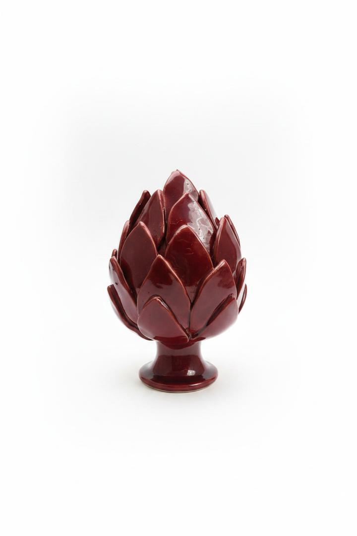 Carciofo ceramica bordeaux - sfondo bianco