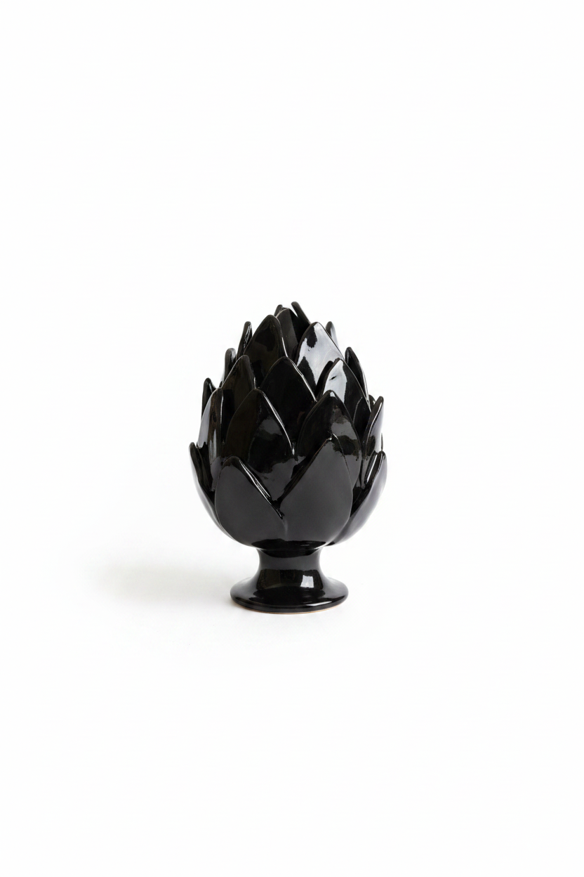 Carciofo ceramica nero - sfondo bianco