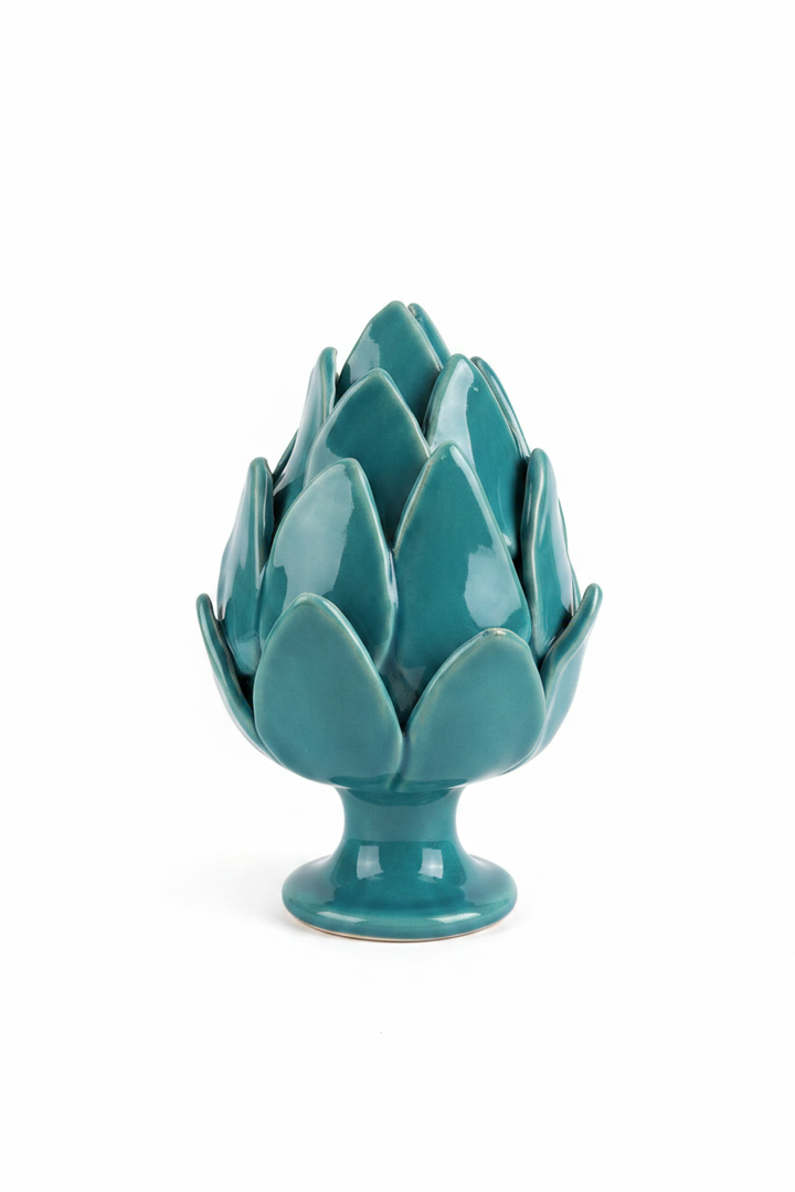 Carciofo ceramica turchese - sfondo bianco