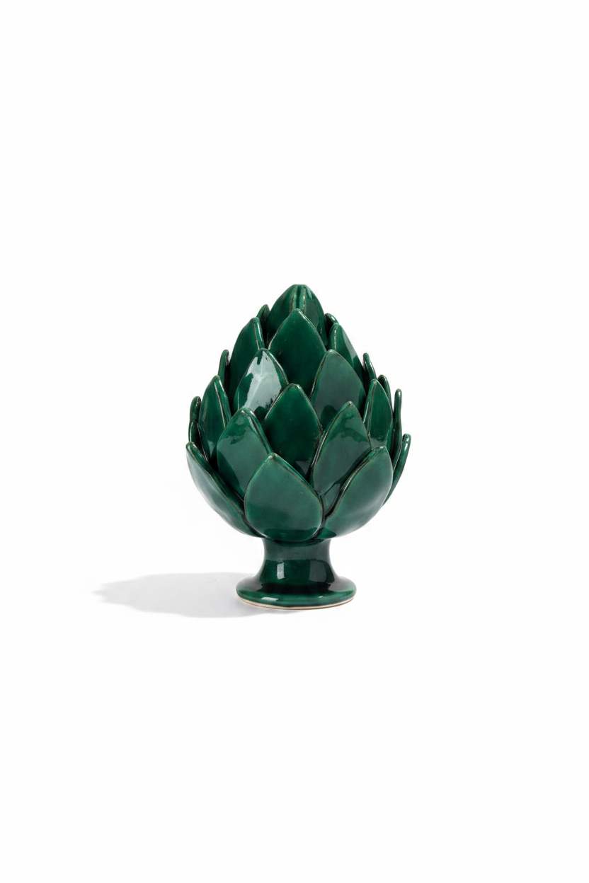 Carciofo ceramica verde - sfondo bianco