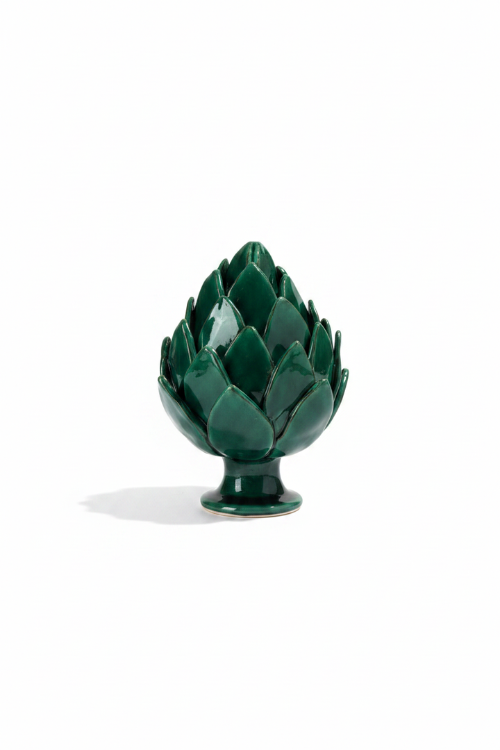 Carciofo ceramica verde - sfondo bianco