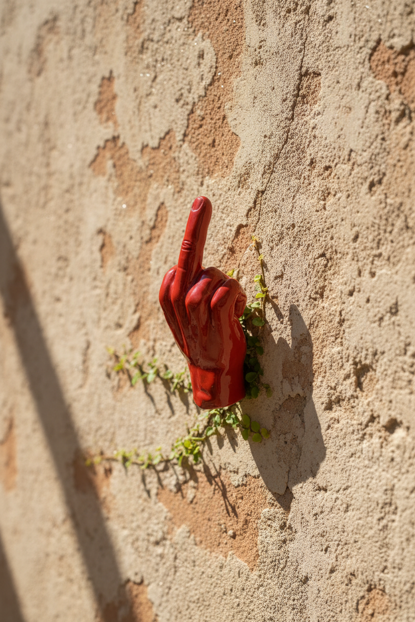 Ceramica rossa su muro mediterraneo