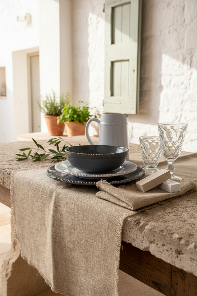 Ceramiche e runner ambientazione pugliese