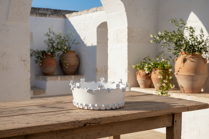 Corona bianca in ambientazione pugliese