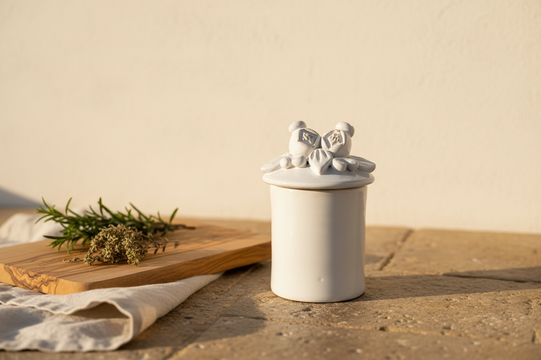 Porta spezie ceramica - sfondo intonaco