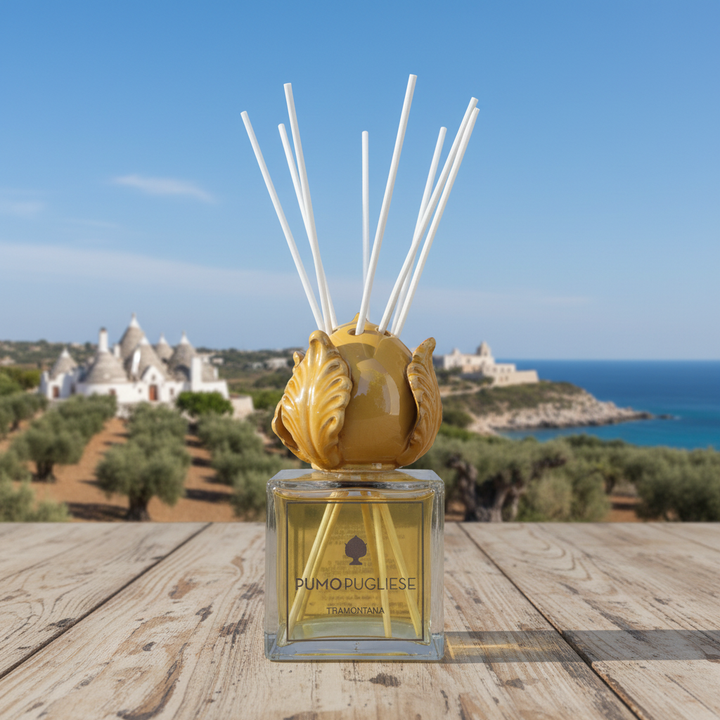 Profumatore Pumo Pugliese con sfondo pugliese