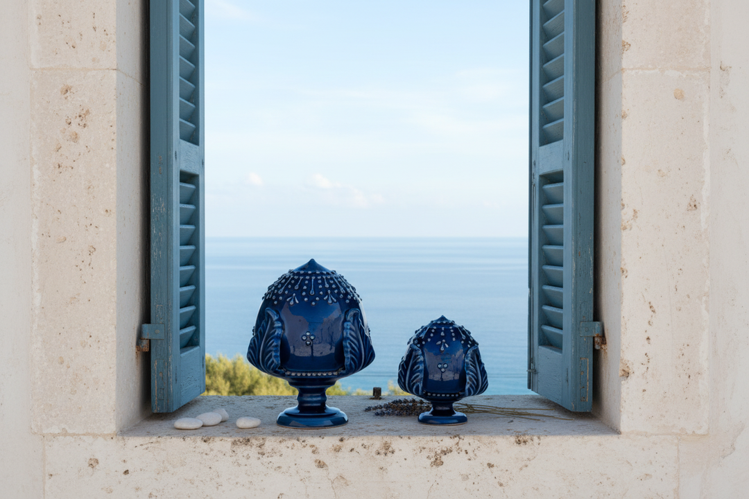 Pumi blu con ambientazione pugliese