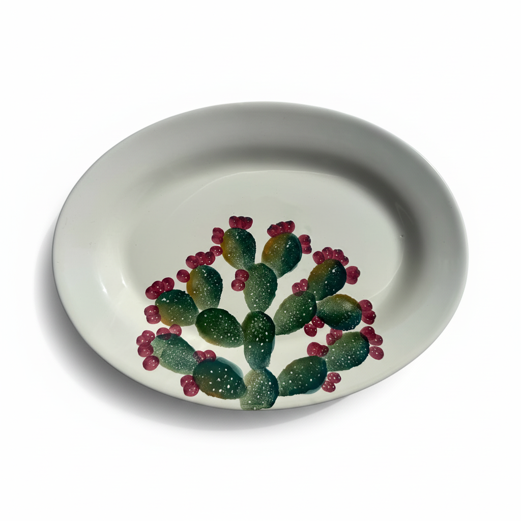 Vassoio ovale ceramica sfondo bianco